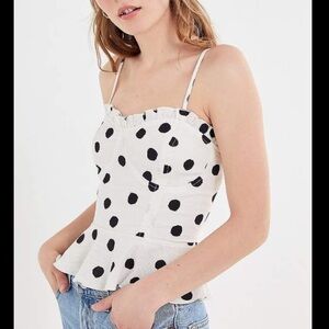Urban Outfitters Black and White Polka Dot Bustier Top Medium